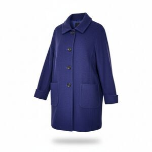 Lands' End Women's 20W Plus Size Royal Purple Wool Blend Coat Jacket Rayon Lined